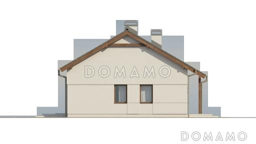 Проект одноэтажного дома из газобетона с открытой террасой по периметру, с возможностью планировки мансардного этажа  / Фасад 4