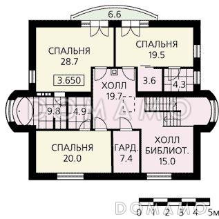 Готовый проект дома с цокольным этажом / План мансардного этажа