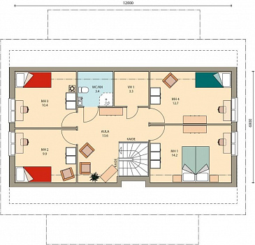 Проект дома с мансардным этажом до 200 м.кв. / План мансардного этажа Проект дома с мансардным этажом до 200 м.кв. / План мансардного этажа