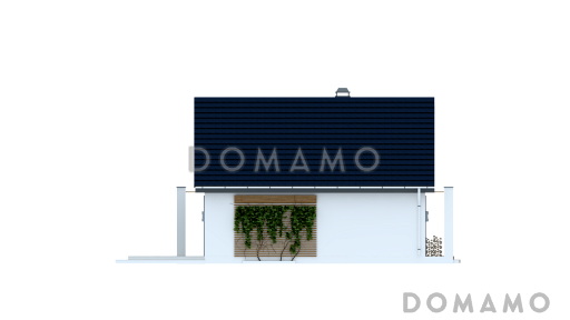 Проект компактного одноэтажного дома из газобетона с двумя спальнями, светлой просторной дневной зоной и большой открытой террасой / Фасад 4