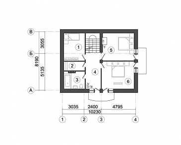 Проект современного загородного дома на семью из трех-шести человек / План мансардного этажа Проект современного загородного дома на семью из трех-шести человек / План мансардного этажа
