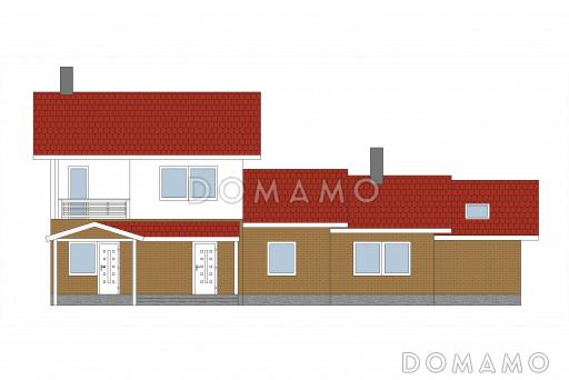 Проект дома из газобетона с небольшой мансардой / Фасад 1