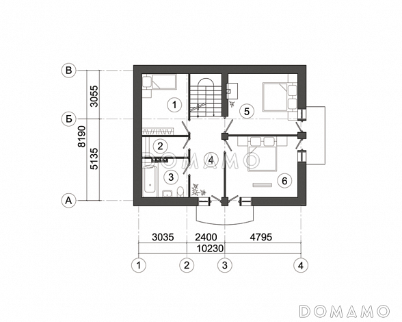 Проект современного загородного дома на семью из трех-шести человек / План мансардного этажа Проект современного загородного дома на семью из трех-шести человек / План мансардного этажа