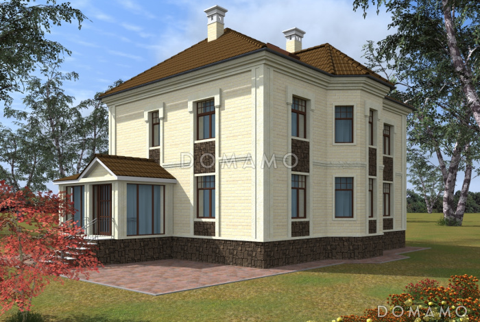 Проект двухэтажного коттеджа из СИП панелей с четырехскатной кровлей Проект двухэтажного коттеджа из СИП панелей с четырехскатной кровлей