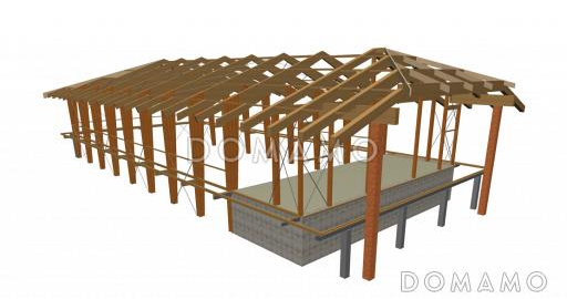 Проект теннисного корта из клееного бруса / Фасад 3