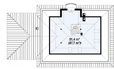 Проект одноэтажного дома из газобетона с мансардой и балконом и гаражом на два автомобиля / План мансардного этажа Проект одноэтажного дома из газобетона с мансардой и балконом и гаражом на два автомобиля / План мансардного этажа