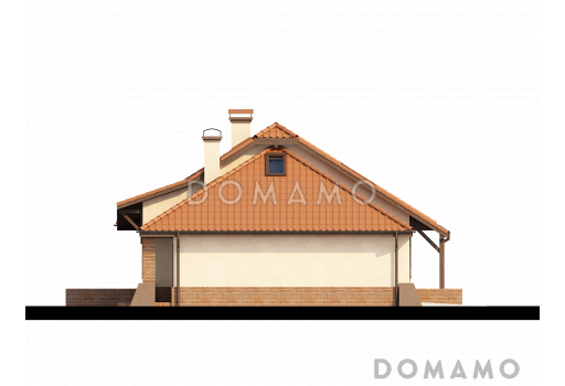 Проект просторного одноэтажного мансардного дома из газобетона с кабинетом, гаражом и комнатой над ним / Фасад 3