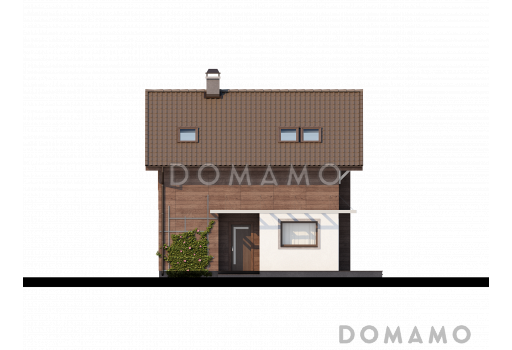 Проект двухэтажного дома из кирпича с панорамным остеклением / Фасад 1