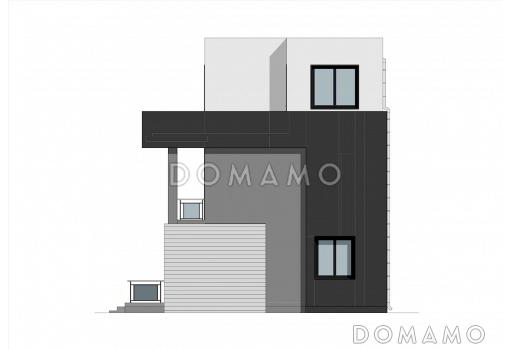 Проект трехэтажного дома в стиле хай-тек, адаптированный для сейсмозоны / Фасад 1