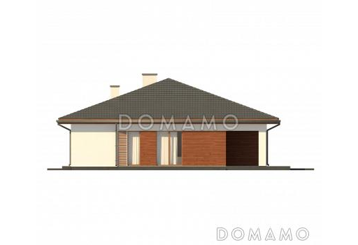 Проект одноэтажного дома из кирпича с тремя спальнями и кабинетом / Фасад 4