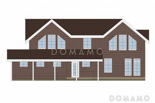 Проект дома из пеноблоков с открытой террасой / Фасад 2