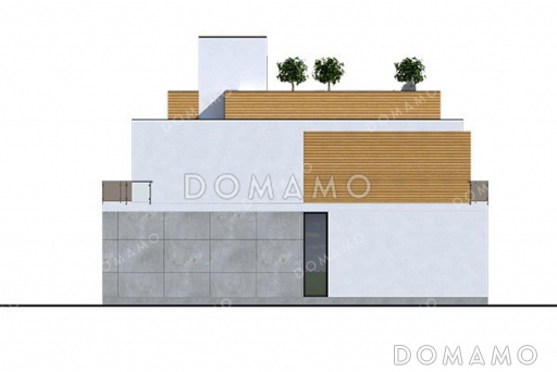 Проект большого двухэтажного дома с гаражом и террасой / Фасад 2