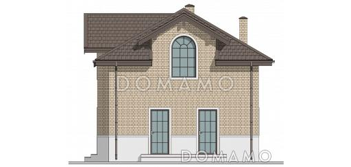 Проект гаража из газобетона с мансардным этажом и облицовкой из кирпича / Фасад 3