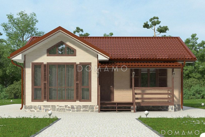 Проект одноэтажного каркасного дома с двумя спальнями и санузлом