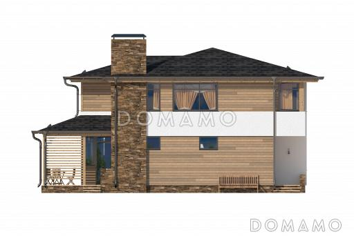 Проект дома с рациональной планировкой, крытой террасой, большой гостиной, котельной, / Фасад 3