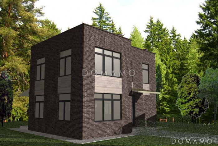 Проект коттеджа с плоской кровлей из клееного бруса Проект коттеджа с плоской кровлей из клееного бруса