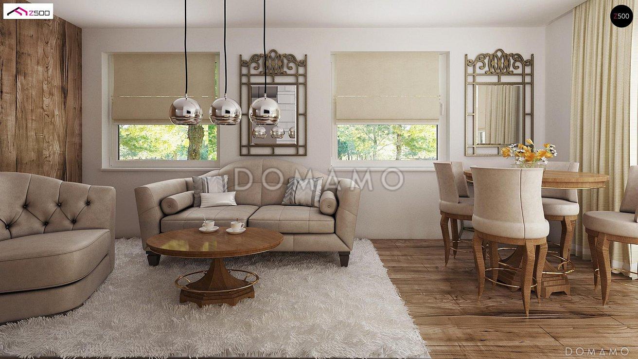 Проект компактного одноэтажного мансардного дома из газобетона с тремя спальнями и фронтальной террасой / 11