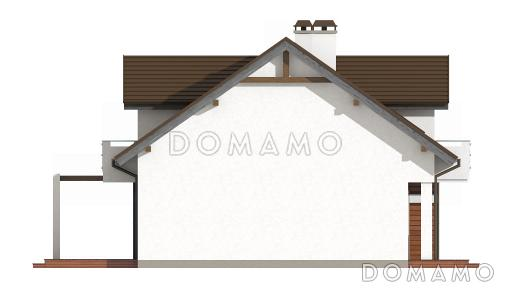 Проект одноэтажного мансардного дома из кирпича с кабинетом, эркером и балконом / Фасад 2