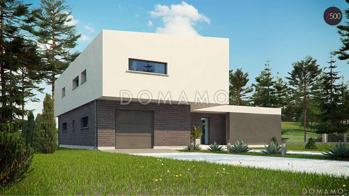 Проект современного двухэтажного дома из кирпича с плоской крышей, четырьмя комнатами и одноместным гаражом / 11