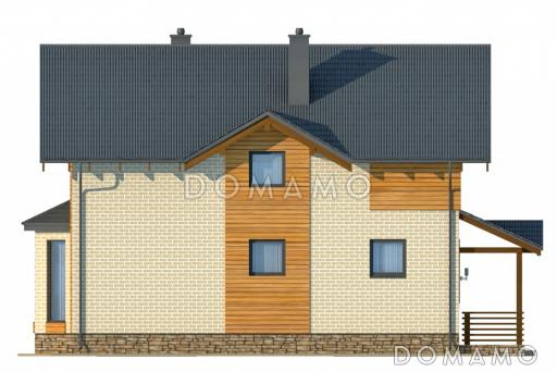 Проект двухэтажного коттеджа с кирпичной отделкой и эркером в гостиной / Фасад 4
