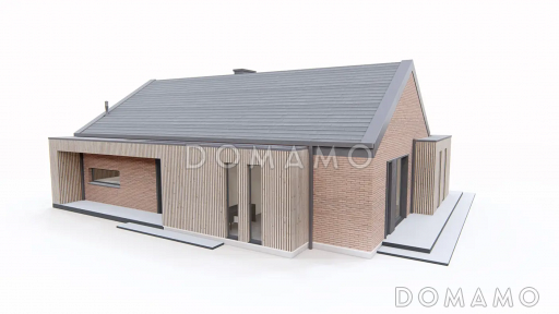 Проект дома из газобетона в стиле барнхаус с кабинетом, комнатой отдыха и увеличенной котельной / Фасад 4