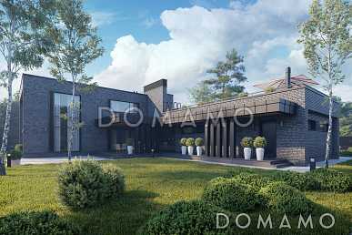 Проект кирпичного дома в стиле хай-тек с эксплуатируемой кровлей, вторым светом и просторной террасой Проект кирпичного дома в стиле хай-тек с эксплуатируемой кровлей, вторым светом и просторной террасой