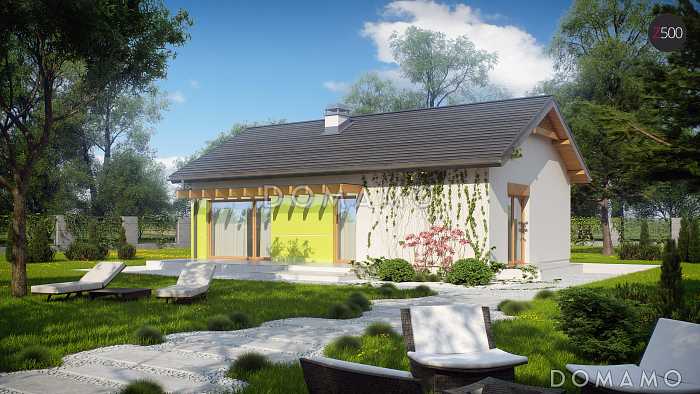 Проект компактного одноэтажного дома из кирпича с современными элементами экстерьера Проект компактного одноэтажного дома из кирпича с современными элементами экстерьера