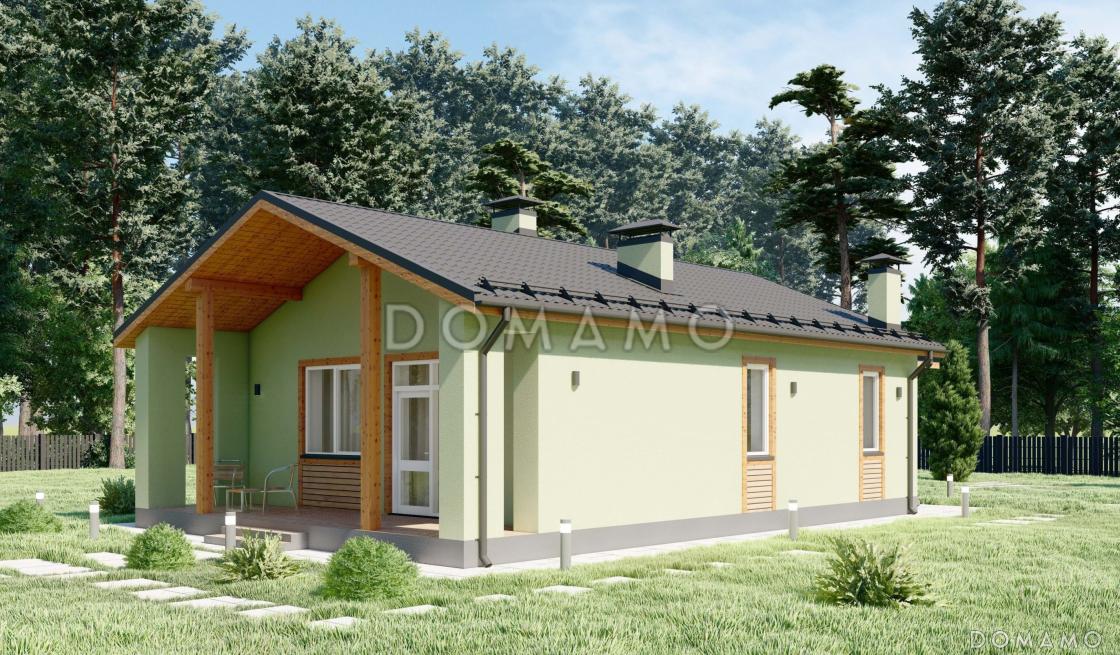 Проект небольшого одноэтажного дома для узких участков S-70 / 2