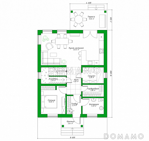 21-186-1 / План 1 этажа