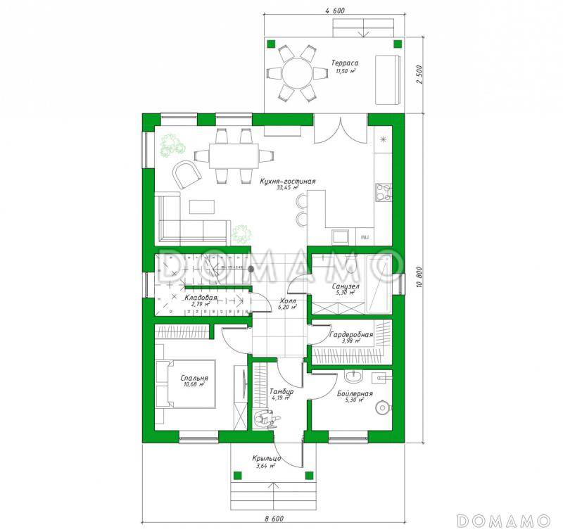 21-186-1 / План 1 этажа