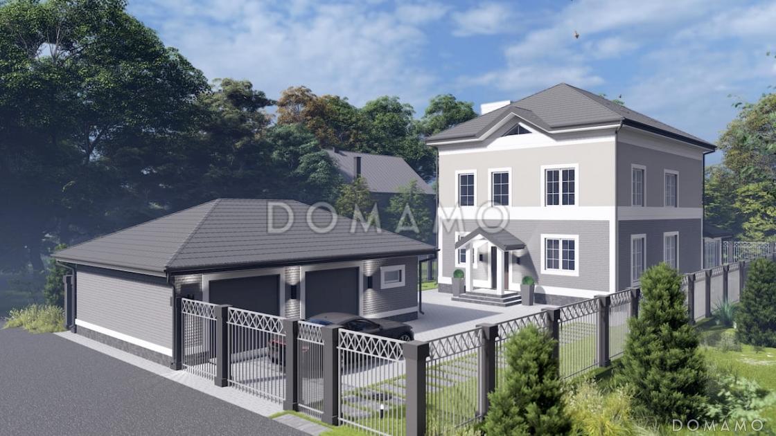 Проект двухместного гаража из газобетона с двумя хозяйственными помещениями / 1