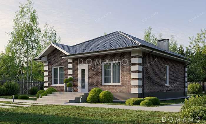 Проект маленького одноэтажного дома с тремя спальнями, котельно, санузлом и кухней Проект маленького одноэтажного дома с тремя спальнями, котельно, санузлом и кухней