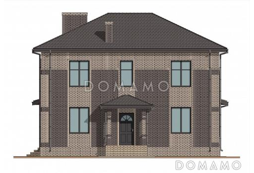 Проект двухэтажного дома с 4 спальнями, большой гостиной и подсветкой на террасе / Фасад 4