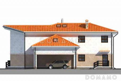 Проект дома из пеноблоков с площадкой для автомобиля / Фасад 2