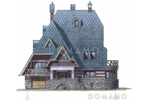 Проект коттеджа с высокой крышей / Фасад 4