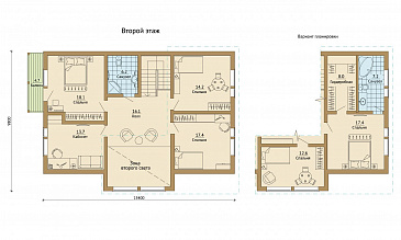 Проект каркасного дома с огромной крытой террасой / План мансардного этажа