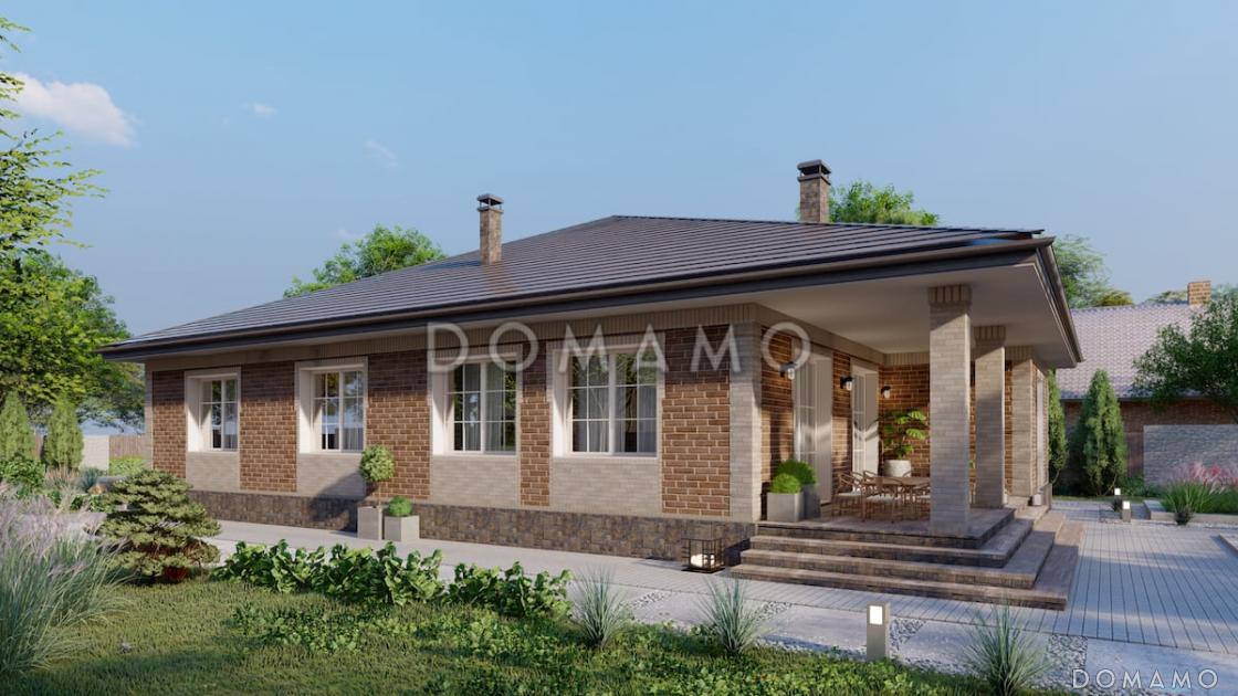 Проект дома с мастер-спальней, крытой террасой и встроенным гаражом / 4