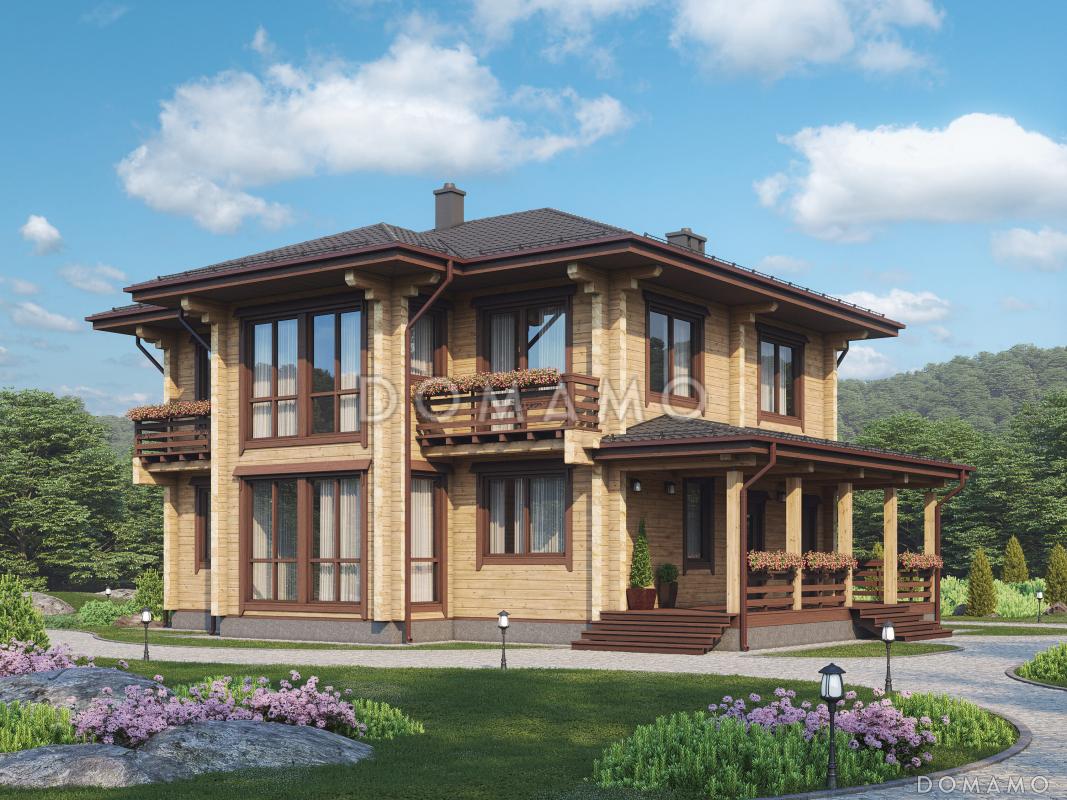 Проект просторного двухэтажного дома с балконами и вторым светом / 1