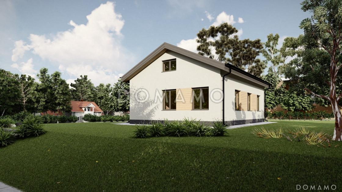 Проект компактного дома с тремя спальнями и проходной кухней-гостиной / 3