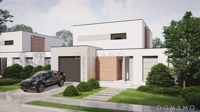 Проект загородного дома с плоской крышей, кладовой под лестницей, вытянутой ванной на втором этаже Проект загородного дома с плоской крышей, кладовой под лестницей, вытянутой ванной на втором этаже