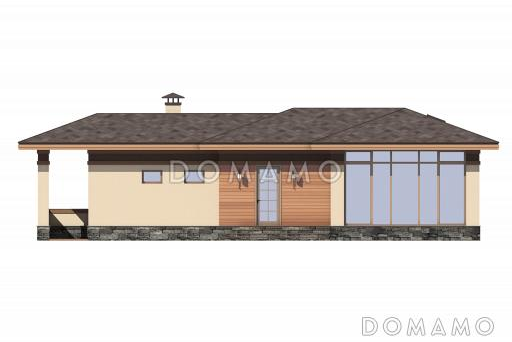 Проект бани со спортивным залом в цокольном этаже, бассейном, душевой, парной и комнатой отдыха / Фасад 1