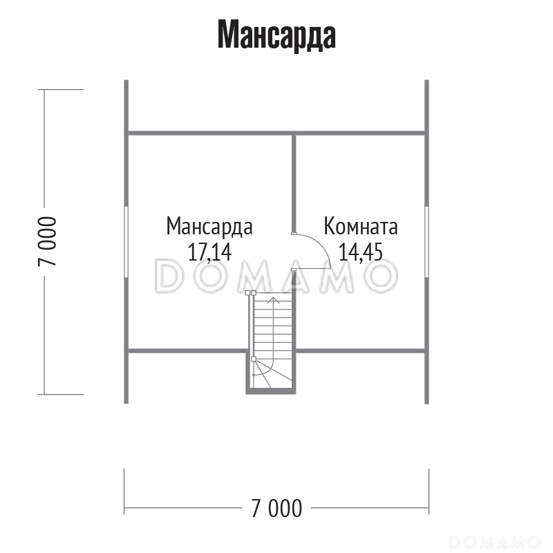 Проект дома с обшивкой деревянной вагонкой / План мансардного этажа