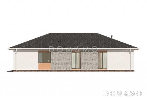 Проект современного загородного дома с комфортной террасой и тремя спальнями / Фасад 1