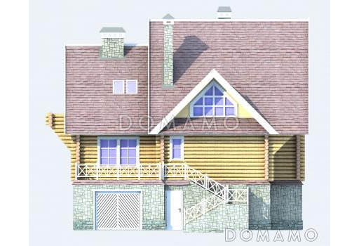 Проект деревянного дома с гаражом / Фасад 3