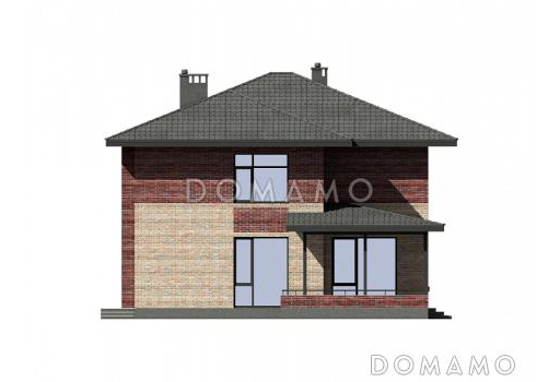 Проект двухэтажного дома с террасой, большой гардеробной, комнатой на первом этаже / Фасад 3