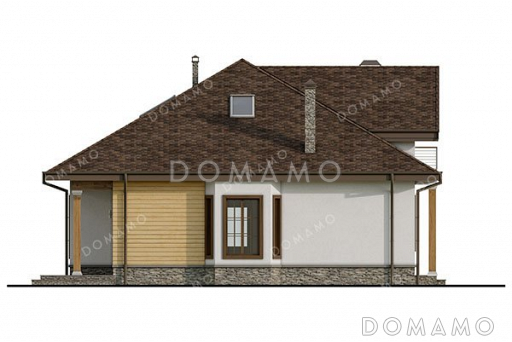 Проект одноэтажного дома с мансардой и террасой / Фасад 1