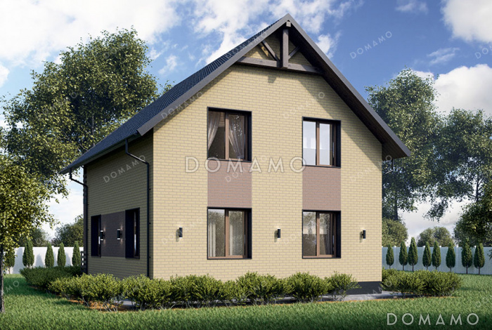 Проект дома с изолированной кухней, вместительной котельной и тремя спальнями на мансарде Проект дома с изолированной кухней, вместительной котельной и тремя спальнями на мансарде