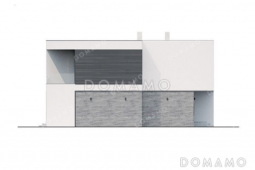 Проект двухэтажного дома с большой террасой и плоской крышей / Фасад 2