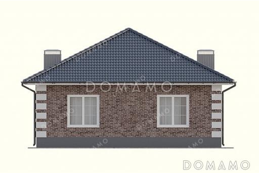 Проект маленького одноэтажного дома с тремя спальнями, котельно, санузлом и кухней / Фасад 1