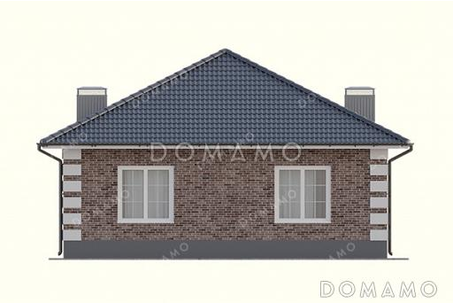 Проект маленького одноэтажного дома с тремя спальнями, котельно, санузлом и кухней / Фасад 1